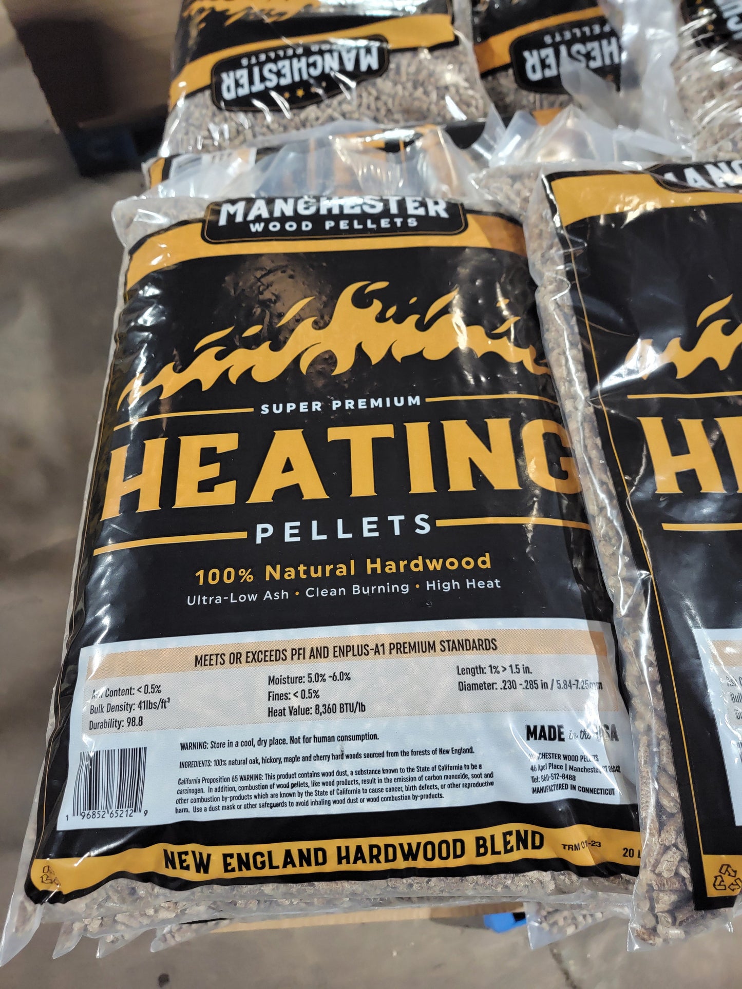 Premium heating pellets for use in all pellet stoves. Made in Connecticut! Buy local!